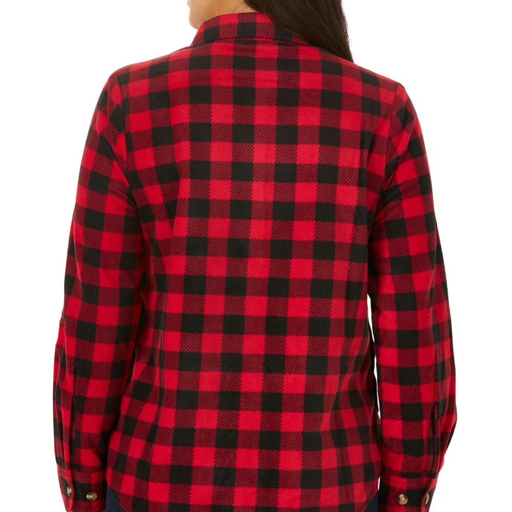 Lee Riders Women's Polar Fleece Top Small Red/Black‎ Plaid With Pockets New - Picture 2 of 14
